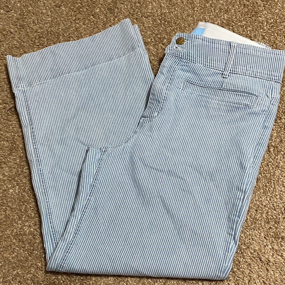 Draper James Light Blue & White Striped Pants